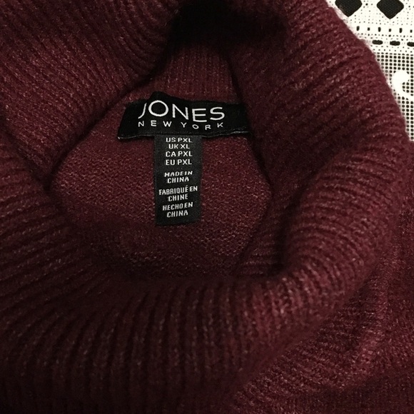 Jones New York Petite Size PXL Bordeaux Turtleneck Sweater Dress with Belt - Picture 3 of 7